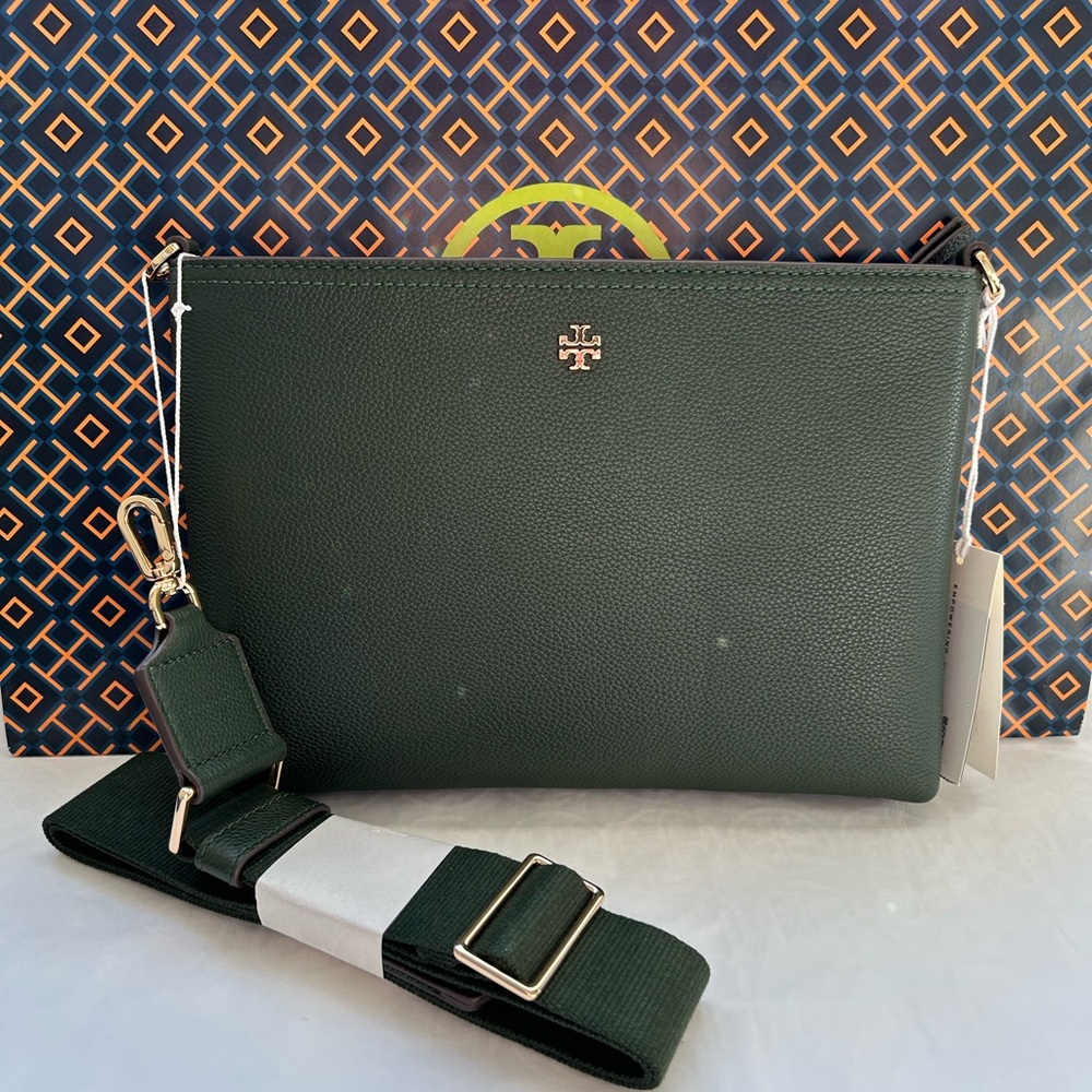 Tory Burch Blake Swingpack Crossbody Bag Basil Gold Green